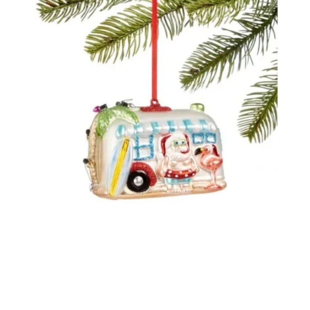 4x HOLIDAY LANE Florida Seaside Tour Bus Ornament
